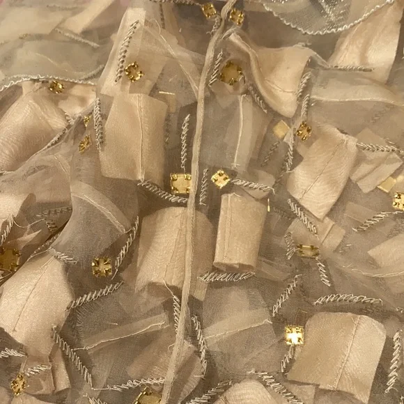 CAROLINA HERRERA silk champagne gold Mix media short sleeves, long gown - Picture 14 of 15